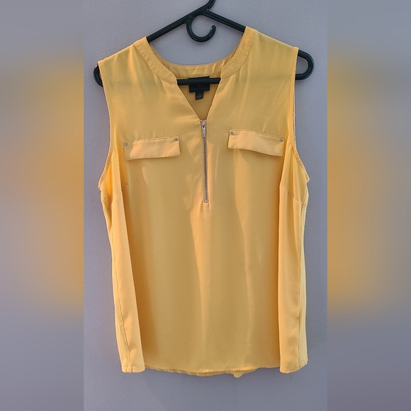 Sleeveless top JM collection bright sunshine yellow front pocket women's‎ large - Picture 2 of 7